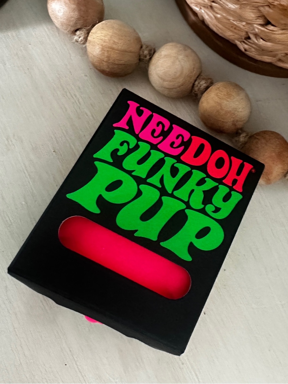 Nee Doh Funky Pup Pink Squeeze Ball Squish rare to find needoh NEW
